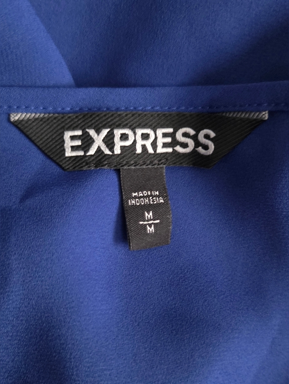 Express Semi Sheer Royal Blue Keyhole Blouse Size M - Picture 10 of 11